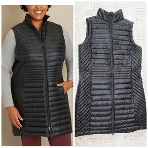 Duluth Duck Down & Feathers Women Tunic Vest Full Zip Jacket Black Small Pocket